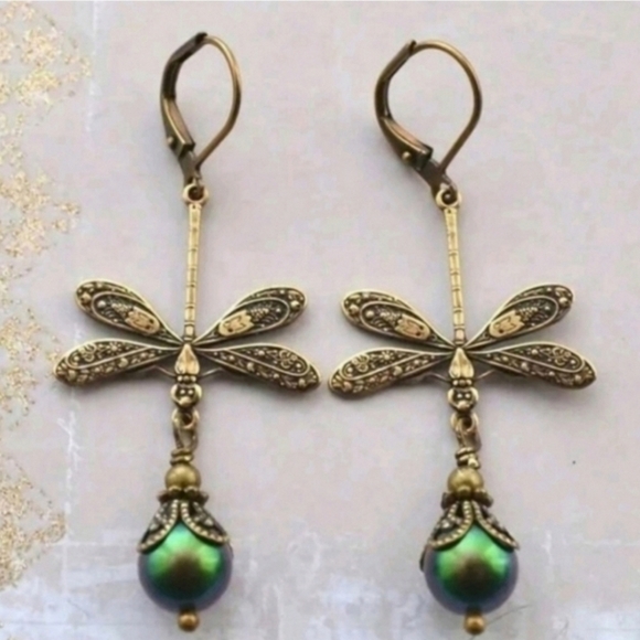 Anthropologie Dragonfly Gem Earrings - Picture 3 of 4